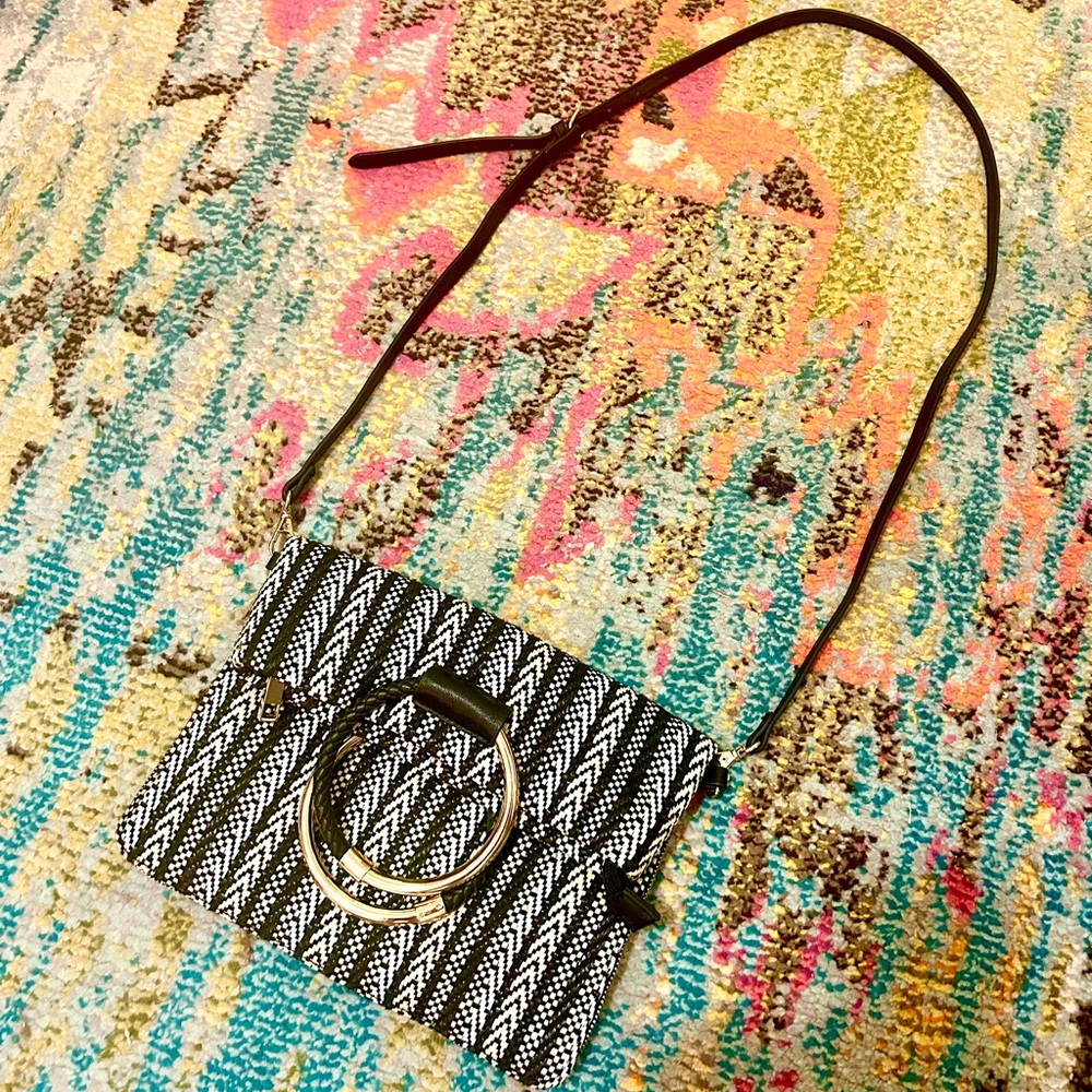 ALDO black white tan textured handbag